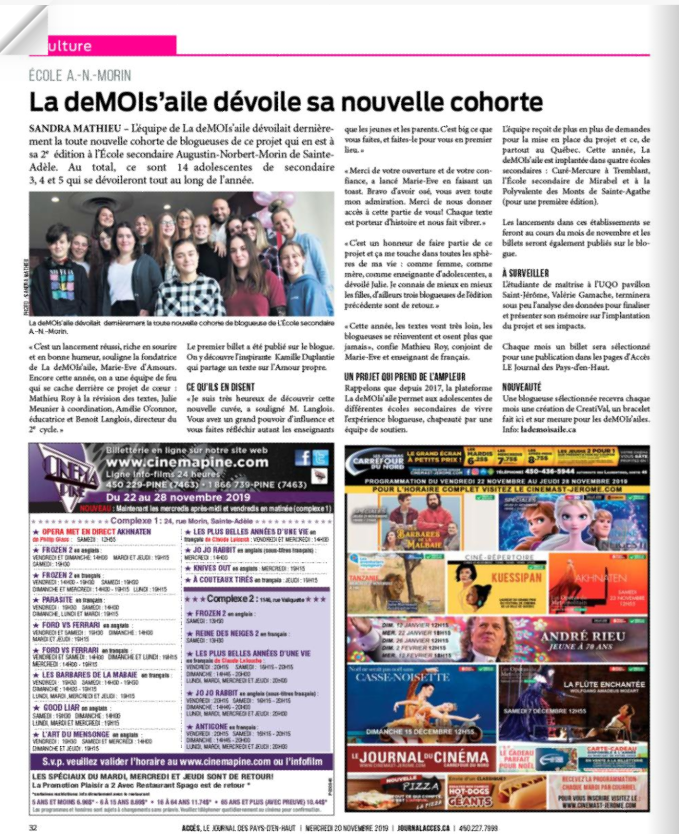 La deMOIs'aile dévoile sa nouvelle cohorte