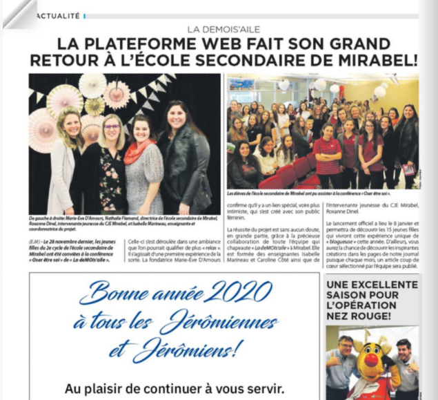 La plateforme web fait son grand retour à l'école secondaire de Mirabel !