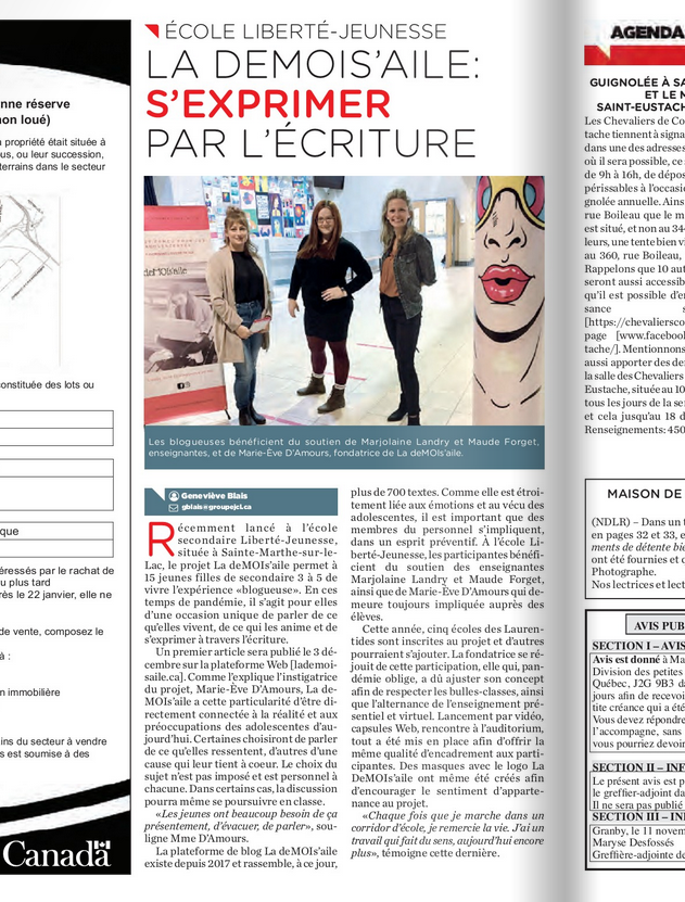 La deMOIs’aile : s’exprimer par l’écriture