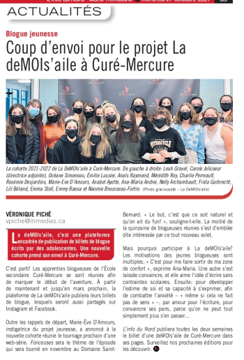 Coup d'envoi pour le projet La deMOIs'aile à Curé-Mercure