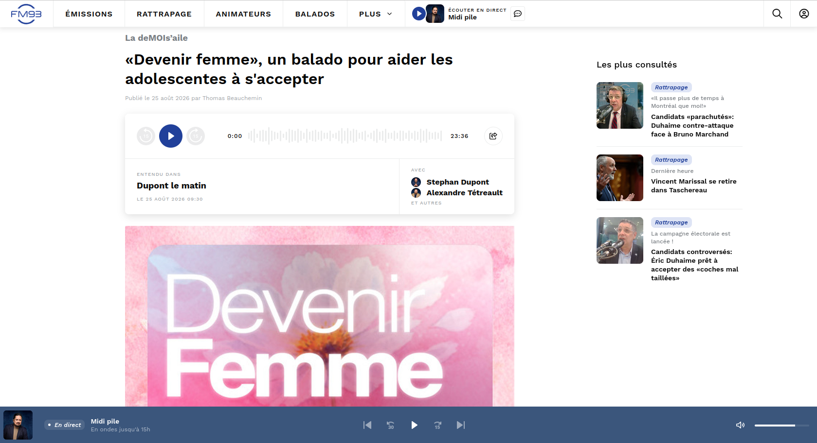 «Devenir femme», un balado pour aider les adolescentes à s'accepter